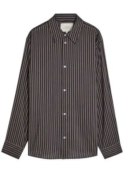 Studio Nicholson View Striped Lyocell And Silk-blend Shirt In Purple