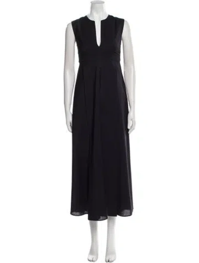 Pre-owned Studio Nicholson Virgin Wool Long Dress In Black