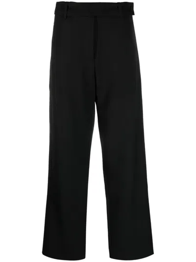 Studio Nicholson Wool Blend High Waist Trousers In Black