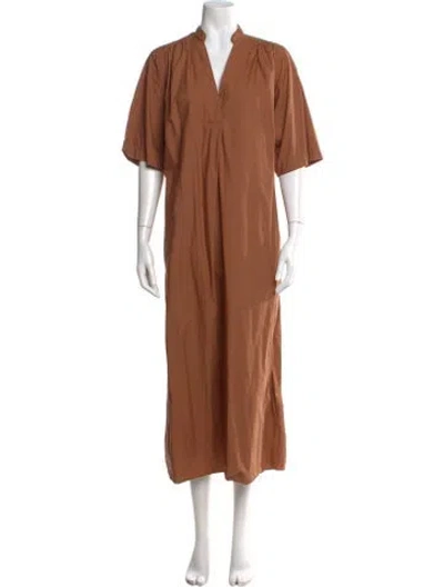 Pre-owned Studio Nicholson V-neck Knee-length Dress In Brown