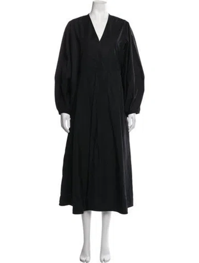 Pre-owned Studio Nicholson V-neck Long Dress In Black