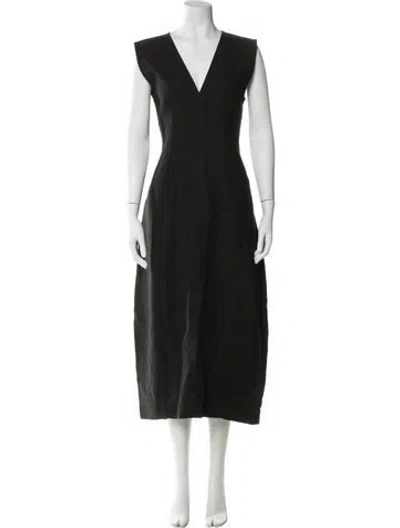 Pre-owned Studio Nicholson V-neck Long Dress W/ Tags In Black
