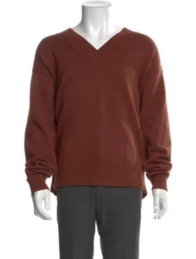 Pre-owned Studio Nicholson V-neck Long Sleeve Pullover In Brown