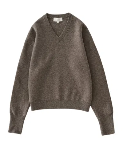 Studio Nicholson V-neck Long-sleeve Sweater In Burgundy