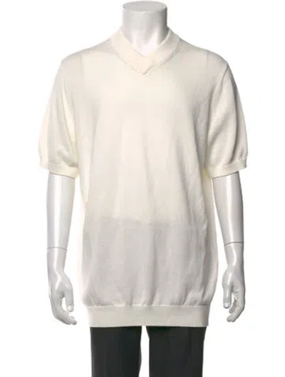 Pre-owned Studio Nicholson V-neck Short Sleeve Pullover In White
