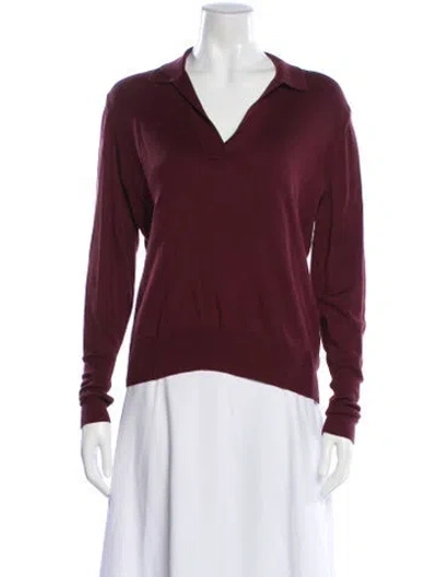 Pre-owned Studio Nicholson V-neck Sweater In Burgundy