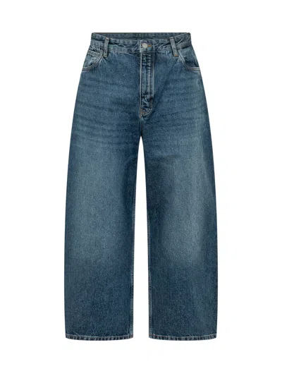 Studio Nicholson Volume Jean With Worn-wash Finish In Blue