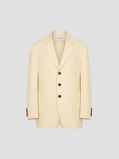 Studio Nicholson Washed Denim Jacket In Alabaster