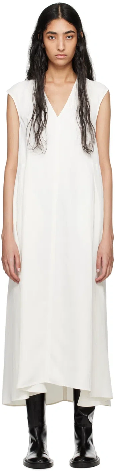 Studio Nicholson White Beck Maxi Dress In Parchment
