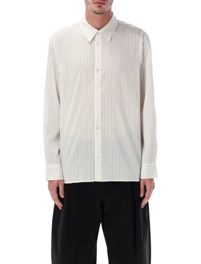 Studio Nicholson White Long Sleeves Striped Shirt In Black