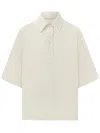 Studio Nicholson White Solid Shirt Collar Polo In Neutral