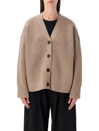 Studio Nicholson Ribbed Buttoned Cardigan In Brown