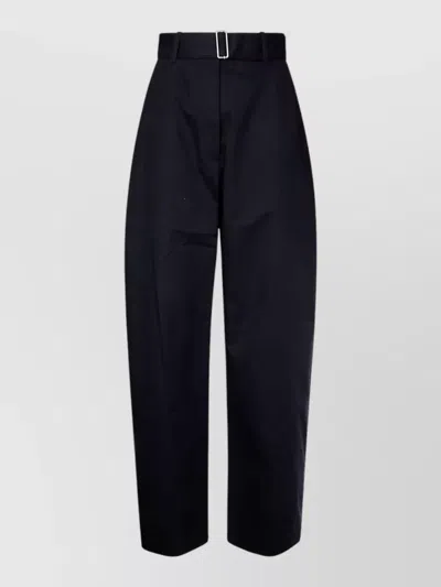 Studio Nicholson Wide Leg Cotton Trousers Belt Loops In Black