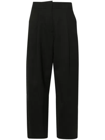Studio Nicholson Wide Leg Cropped Trousers In Black