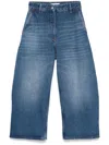 Studio Nicholson Blue Denim Chalco Cropped Jeans In Blue