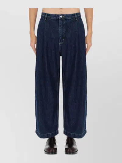 Studio Nicholson Wide Leg Denim Jeans Dark Wash In Blue