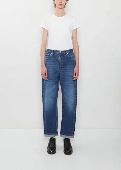 Studio Nicholson Wide Leg Forward Seam Pant In Blue