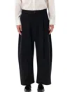 Studio Nicholson Wide-leg Peached Cotton Sorte Trousers In Black