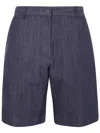 Studio Nicholson Wide Leg Shorts With Pockets And Loops In Blue
