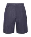 Studio Nicholson Wide Leg Shorts With Pockets And Loops In Indigo