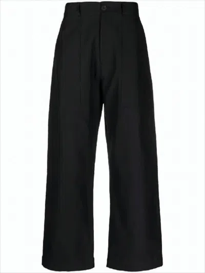 Studio Nicholson Wide-leg Straight Pants With High Waist In Black