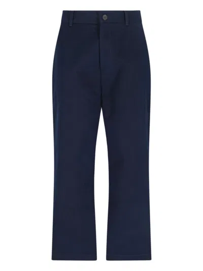 Studio Nicholson Wide Leg Trousers In Blue Cotton