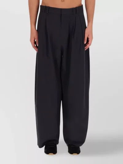 Studio Nicholson Wide Leg Trousers Pleated Front In Black