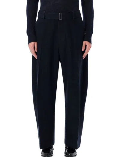 STUDIO NICHOLSON STUDIO NICHOLSON WIDE-LEG WOOL COTTON BLUE VITAL TROUSERS