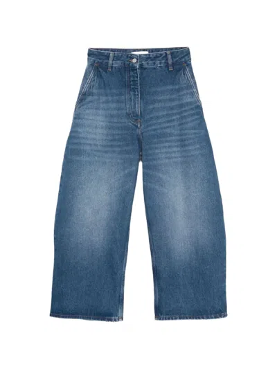 Studio Nicholson Wide-leg Cropped Jeans In Blue