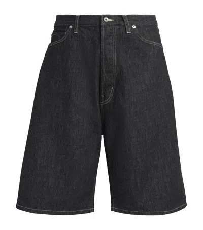 Studio Nicholson Wide-leg Denim Shorts In Black