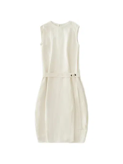 Studio Nicholson Wold Belted Midi Dress In White