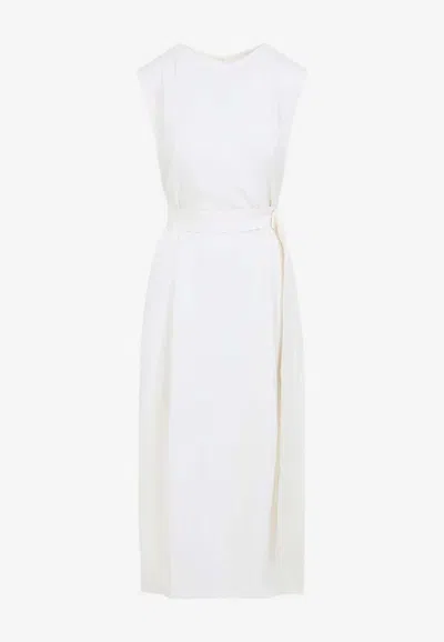 Studio Nicholson White Wold Viscose And Linen Midi Dress In Blue