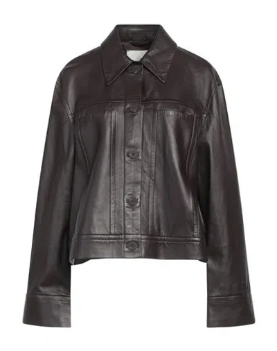 Studio Nicholson Woman Jacket Dark Brown Size 0 Lambskin
