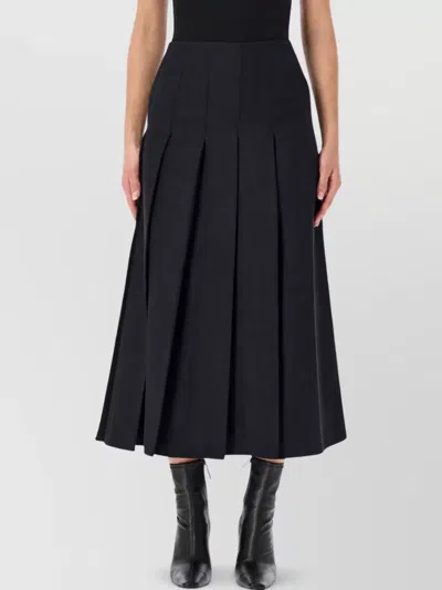Studio Nicholson Wool Asymmetric Pleated Skirt In Black