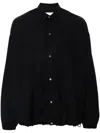 Studio Nicholson Wool Shirt With Collared Design And Elasticated Hem In Black