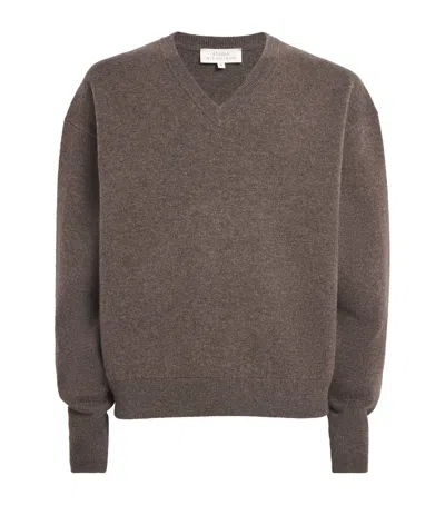 Studio Nicholson Wool-cashmere V-neck Sweater In Brown