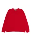 Studio Nicholson Wool Crewneck Sweater With Ribbed Cuffs And Hem In Red