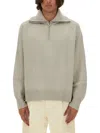 Studio Nicholson Merino Wool Quarter-zip Sweater In Beige
