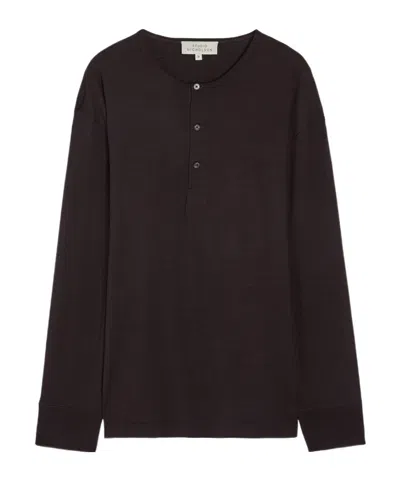 Studio Nicholson Wool Knit Crew Neck Top In Black