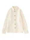 Studio Nicholson Long Sleeve Wool Shirt With Button Cuffs In Neutral