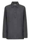 Studio Nicholson Grey Melange Wool Pinole Shirt In Black