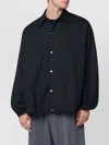 Studio Nicholson Wool Shirt With Collared Design And Elasticated Hem In Black