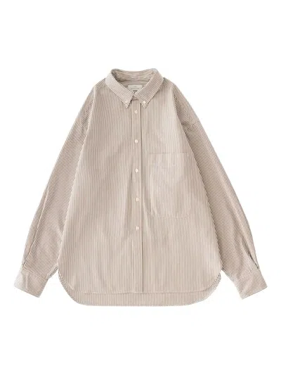 Studio Nicholson Xbeams Plus Button-down Striped Shirt In Neutral