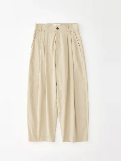 Pre-owned Studio Nicholson Yale Double Pleat Volume Pant In Powder Cotton Biscuit Size L In Sand