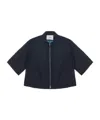 Studio Nicholson Collared Cropped Semi-sheer Short Sleeves Jacket In Navy