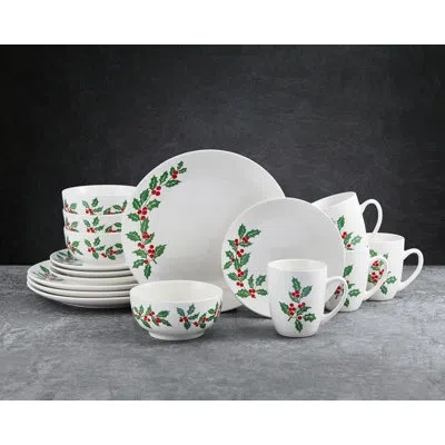 Studio Nova Holly Cheer 16-piece Porcelain Dinnerware Set, Service For 4