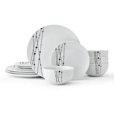 Studio Nova Linear Symphony 12-piece Porcelain Dinnerware Set, Service For 4 In Multi