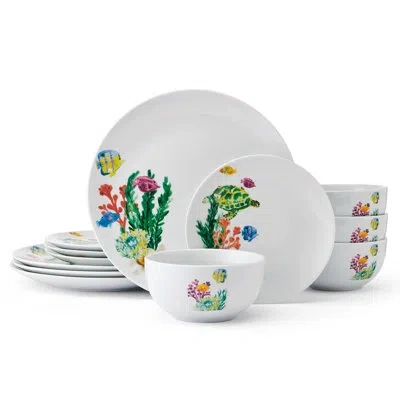 Studio Nova Underwater Life 12-piece Porcelain Dinnerware Set, Service For 4 In Multi