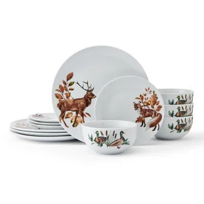 Studio Nova Woodland Wonders 12-piece Porcelain  Dinnerware Set, Service For 4 In Multi