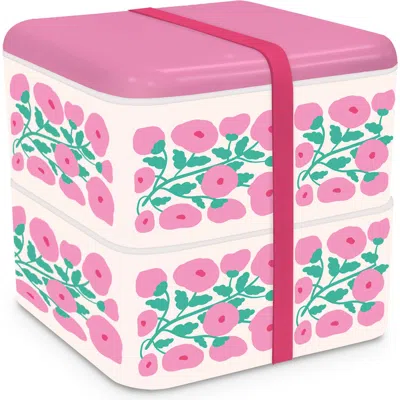 Studio Oh ! Folk Art Flowers Lavender Lunch Box In Pink